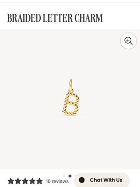 New Hillberg & Berk 14K GOLD VERMEIL LETTER CHARM Gold Letter B Pendant Charm
